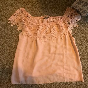 Off the shoulder pale pink dress shirt